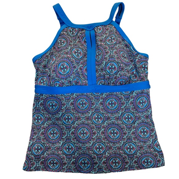 Land’s End High Neck Keyhole Tankini Size 34DD Geometric Boho Print - Picture 1 of 7